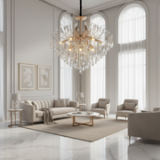 PALERMO Regalis Lampadario in cristallo, 12x E14, diametro 80 cm, oro