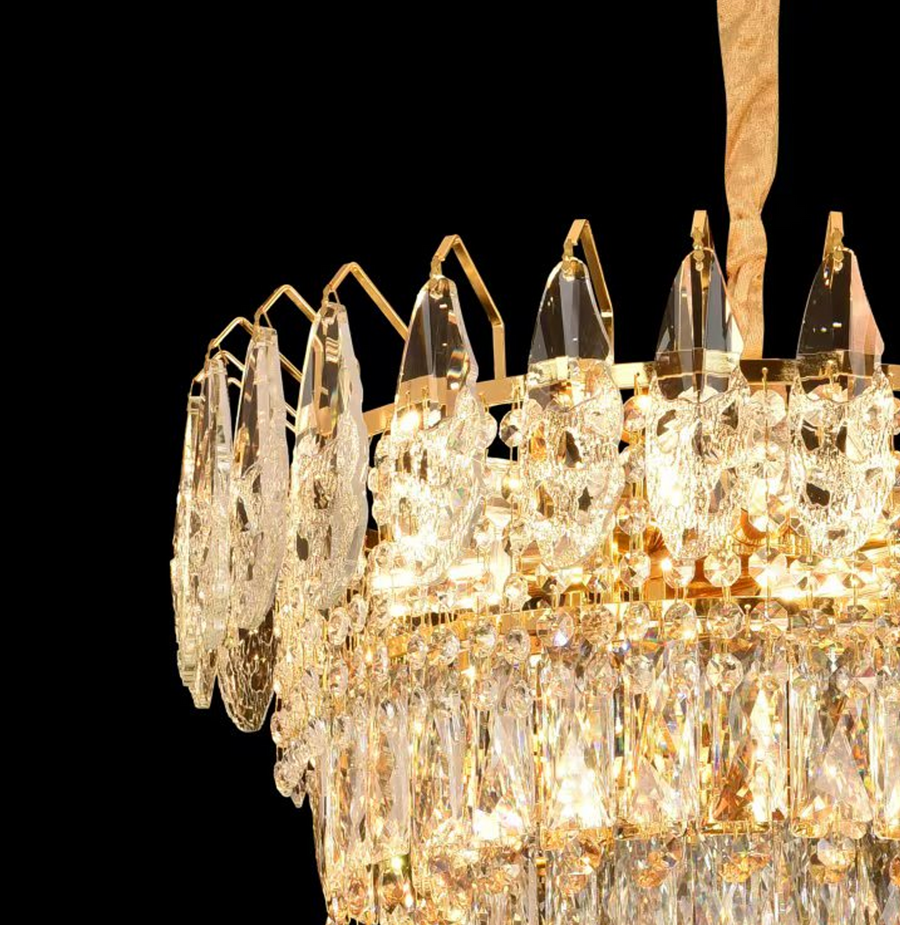 Lampadario di Cristallo MAJESTIC Elegance 9x E14, Diametro 50cm, Oro Lucido, Altezza Regolabile Lampadari di Cristallo Titolo predefinito Alessandro Design
