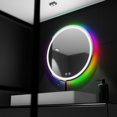 Specchio LED rotondo 60 cm, Spectrum Touch, RGB, Sistema Demister
