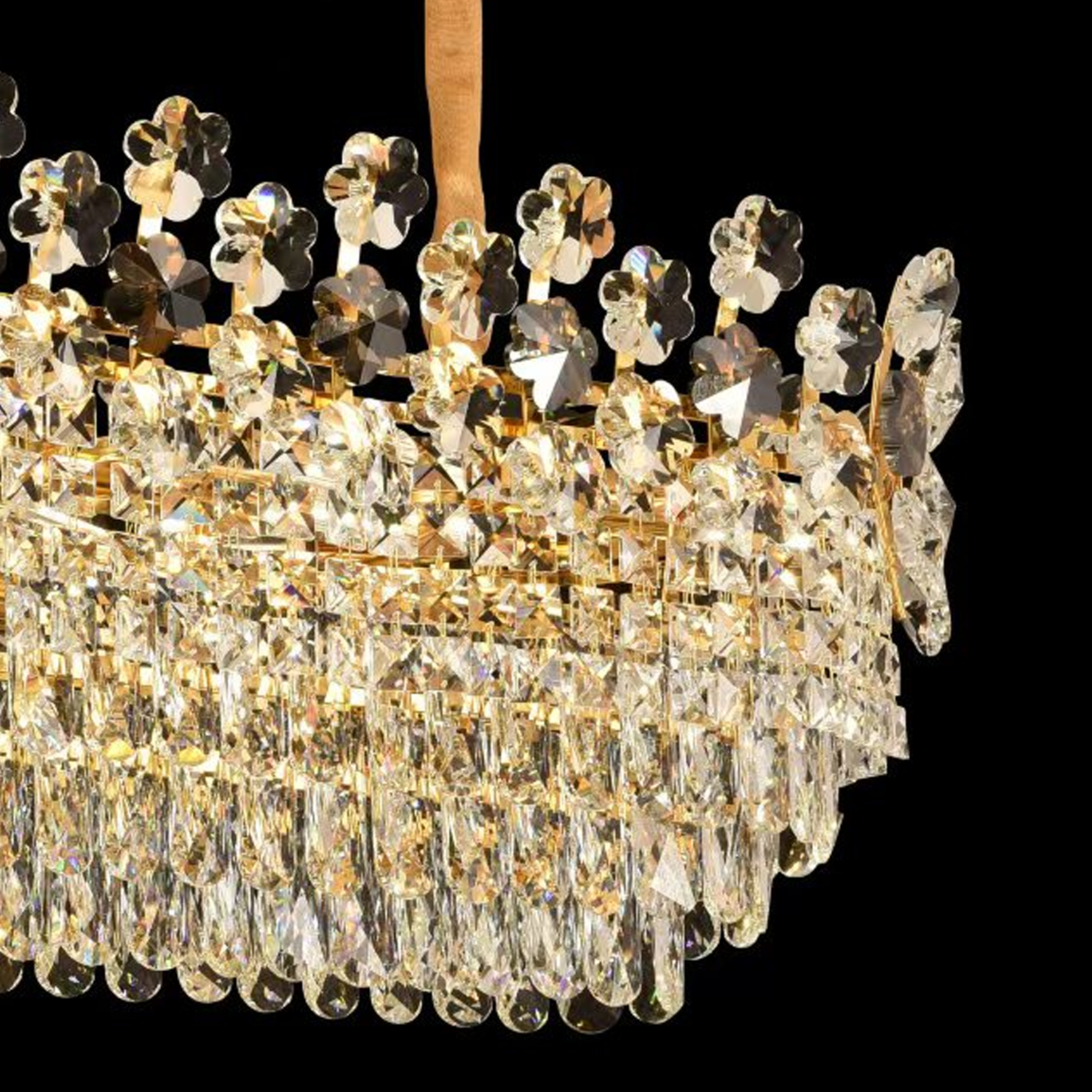 Lampadario in Cristallo FLORENCE Imperio 10x E14, 90 cm, Oro Lucido, Altezza Regolabile Lampadari in Cristallo Titolo predefinito Alessandro Design