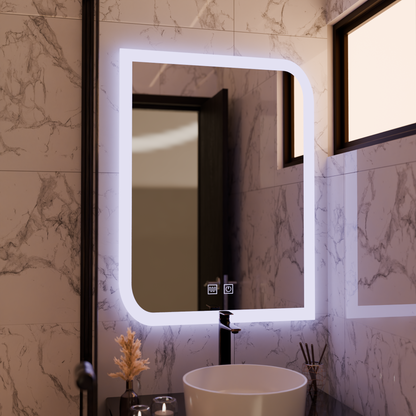 CLARIVO LED Specchio Rettangolare, 14W, 60X80cm, Touch, Sistema Demister Specchi Korman E Titolo predefinito Alessandro Design
