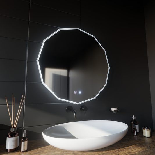 Specchio rotondo a LED, 80 cm, VIVO Touch, sistema antiappannante, specchi dimmerabili Korman E Titolo predefinito Alessandro Design