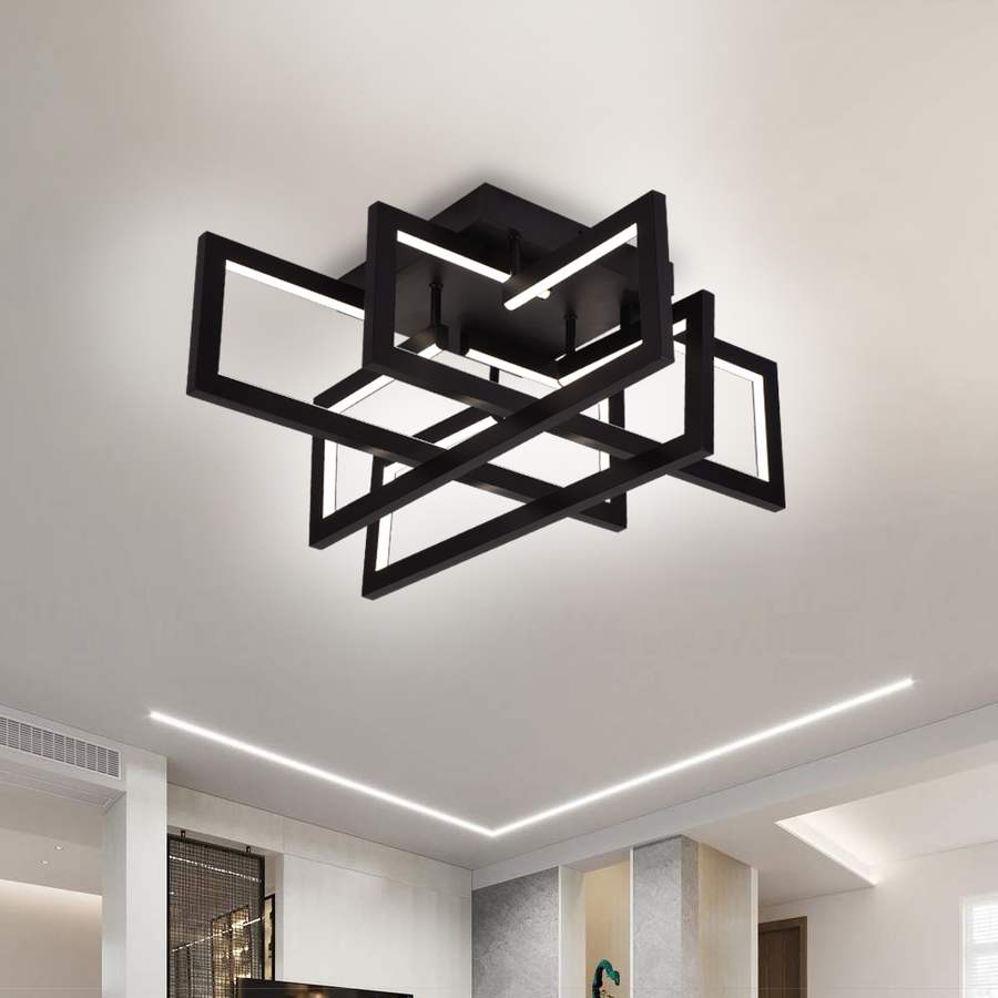 Lampadario LED con telecomando 96W, 4 Elementi, Luce Fredda/Calda/Neutra, Dimmerabile, Nero Lampadari LED con Telecomando Titolo predefinito Alessandro Design