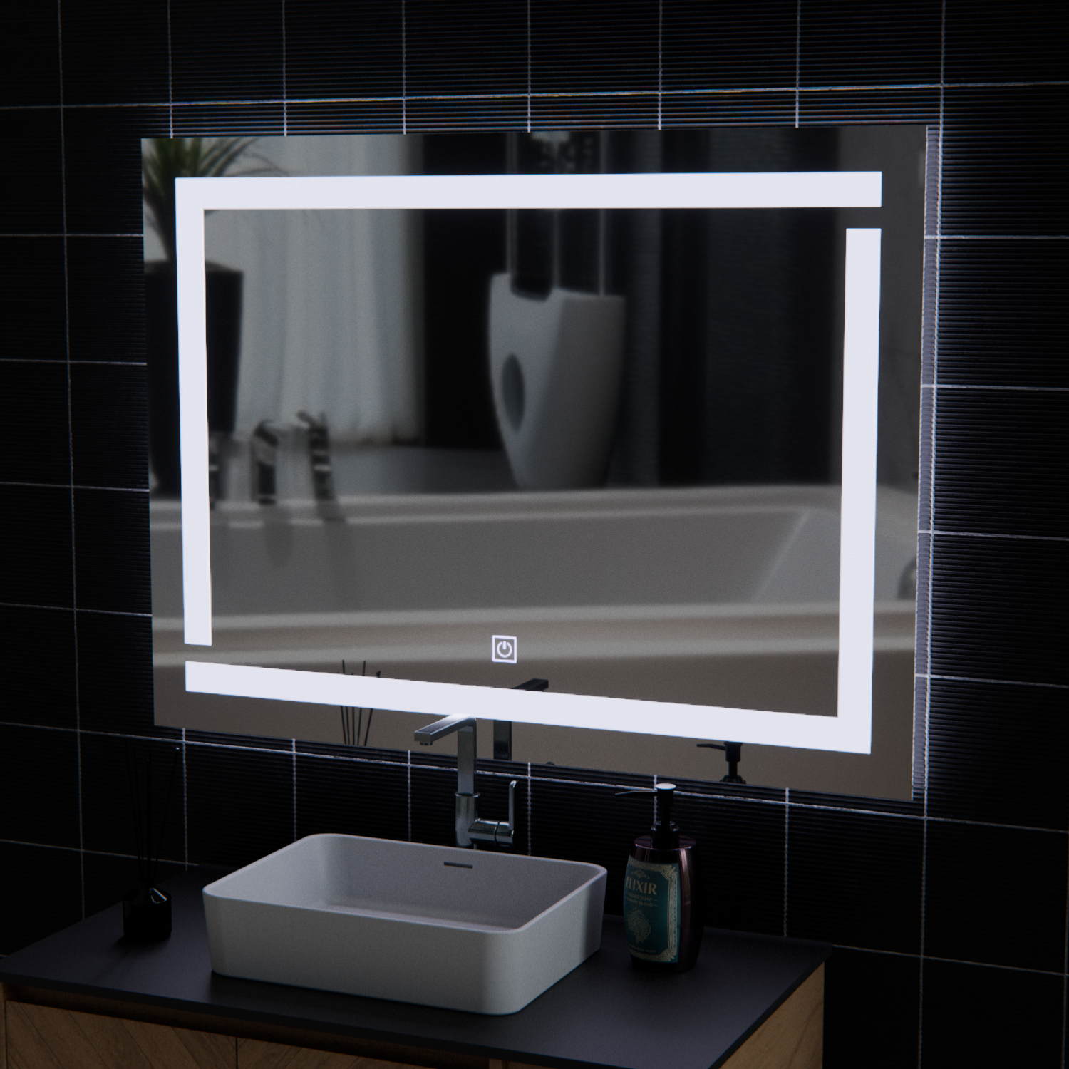 Giga LED Mirror, 80x60cm, Argento, Touch, Luce 6000K Korman Mirrors E Titolo predefinito Alessandro Design
