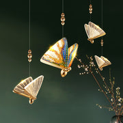 Lustră Suspendată LED Acril Butterfly 9W, Lumina Calda/Neutra/Rece 3000K/4000K/6000K, Auriu, Metal și Acril, Inaltime Reglabila Lustre LED Default Title Alessandro Design
