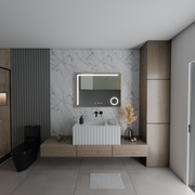 Specchio LED Sensore MotionGlow Rosalia 80x60 cm Luce Calda/Fredda/Neutra Dimmerabile Sistema di Disappannamento Termometro Orologio Collezione Marcello Funghi Marcello Specchi Titolo predefinito Alessandro Design