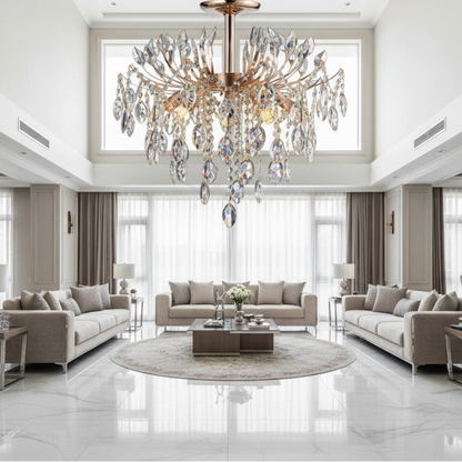 Lampadario in Cristallo PALERMO Elegance 5xE14, Diametro 50cm, Oro
