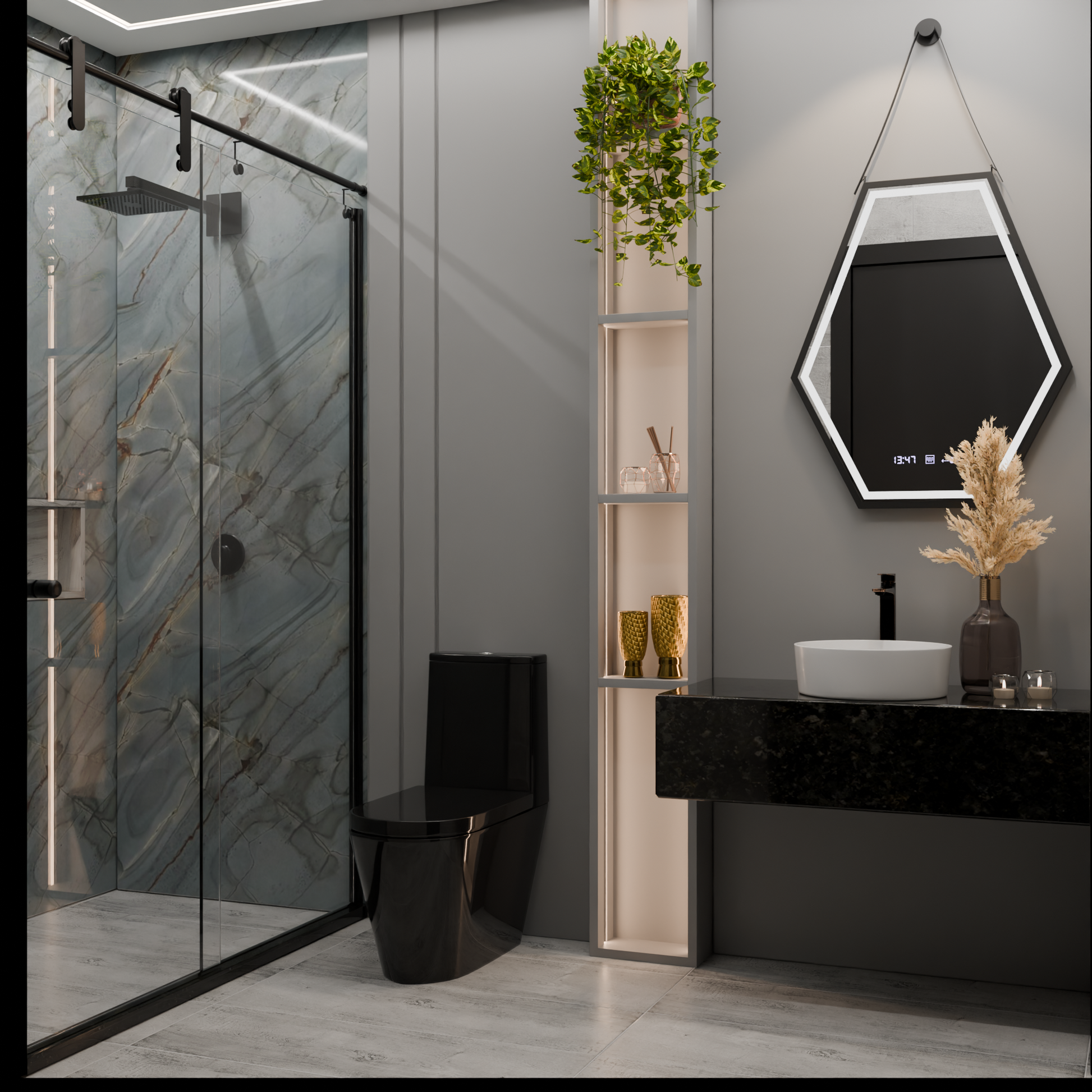 Specchio rettangolare a LED, 55x70 cm, sensore Marcello MotionGlow, sistema antiappannamento, orologio e termometro, specchi Marcello regolabili Titolo predefinito Alessandro Design