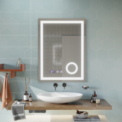 Specchio Touch LED NIVERA Sistema Antiappannante, Orologio e Temperatura 60x80 cm Specchi Cosmetici Ingranditori Korman S Titolo predefinito Alessandro Design