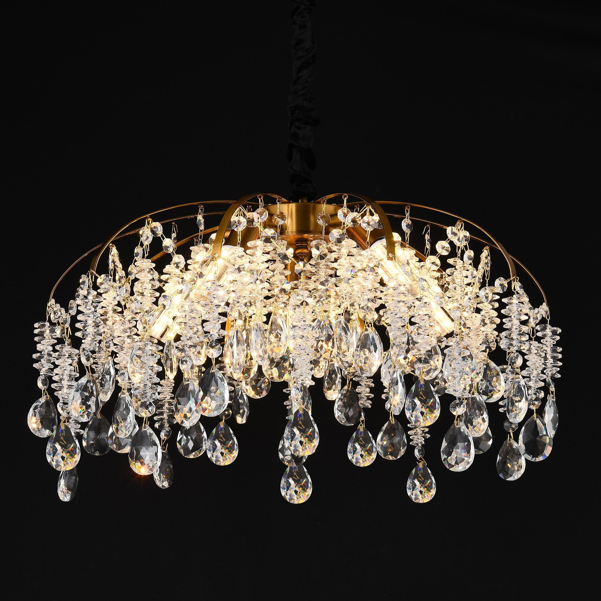 Candelabro in cristallo CC9321/5FGD, 5x E14, Diametro 50 cm, Candelabro in cristallo dorato Titolo predefinito Alessandro Design