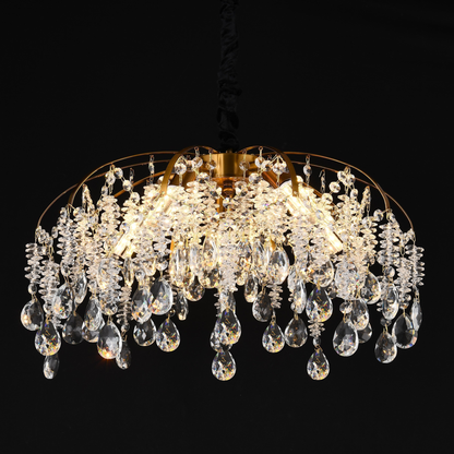 Candelabro in cristallo CC9321/5FGD, 5x E14, Diametro 50 cm, Candelabro in cristallo dorato Titolo predefinito Alessandro Design
