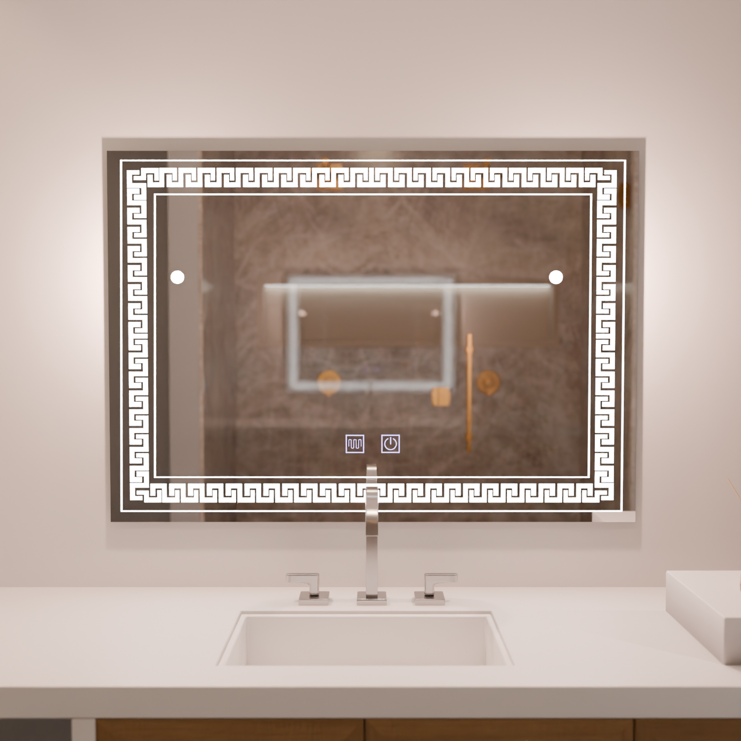 Specchio rettangolare LED 80x60 Touch Volta Sistema antiappannante Specchi Korman E Default Title Alessandro Design