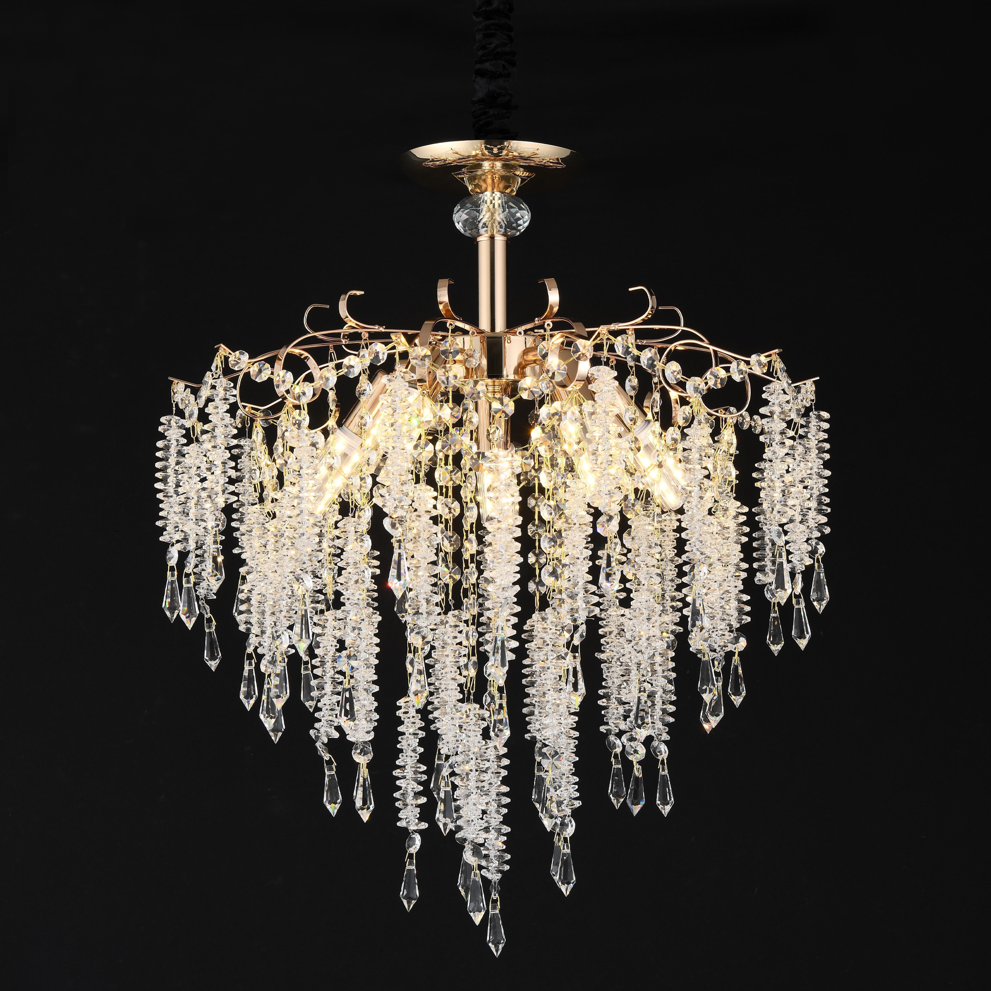 Lampadario in Cristallo STROZZI Eleganza 5xE14, Diametro 50cm, Lampadari in Cristallo Oro Titolo predefinito Alessandro Design
