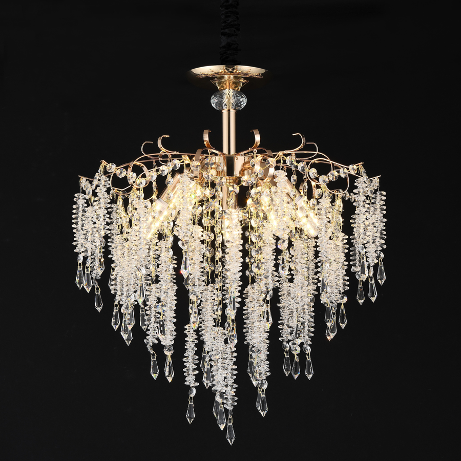 Lampadario in Cristallo STROZZI Eleganza 5xE14, Diametro 50cm, Lampadari in Cristallo Oro Titolo predefinito Alessandro Design