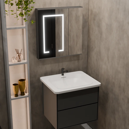 Set mobili da bagno SANTORINI, 60x50 cm, 2 pezzi, mobili da bagno grigio e bianco Titolo predefinito Alessandro Design