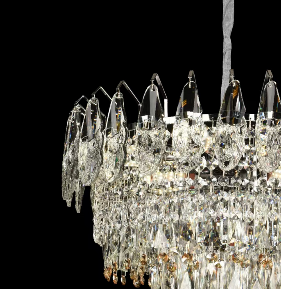Lampadario di cristallo MAJESTIC Elegance, 9x E14, diametro 50 cm, cromo lucido, altezza regolabile Lampadario di cristallo Titolo predefinito Alessandro Design
