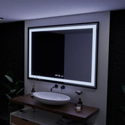 Specchio rettangolare a LED, 100x65 cm, Verite Majeste Noir Motion Glow Marcello, sistema antiappannamento, orologio e termometro, specchi dimmerabili Marcello Titolo predefinito Alessandro Design