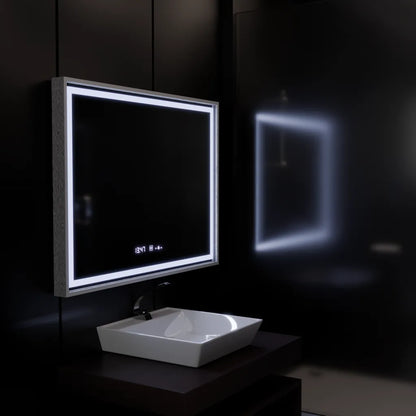 Oglinda LED Rectangulara, 80x60cm, Verite Imperial Silver Motion Glow Marcello, Sistem Dezaburire, Ceas & Termometru, Dimabila Oglinzi Marcello Default Title Alessandro Design