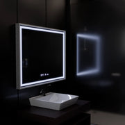 Specchio rettangolare a LED, 120x80 cm, Verite Imperial Silver Motion Glow Marcello, sistema antiappannamento, orologio e termometro, specchi dimmerabili Marcello Titolo predefinito Alessandro Design