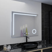 Specchio rettangolare a LED, 100x80 cm, Precision MotionGlow Marcello, sistema antiappannamento, orologio e termometro, lente d'ingrandimento cosmetica, specchi dimmerabili Marcello Titolo predefinito Alessandro Design