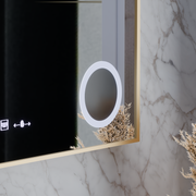 Specchio LED Sensore MotionGlow Rosalia 80x60 cm Luce Calda/Fredda/Neutra Dimmerabile Sistema di Disappannamento Termometro Orologio Collezione Marcello Funghi Marcello Specchi Titolo predefinito Alessandro Design