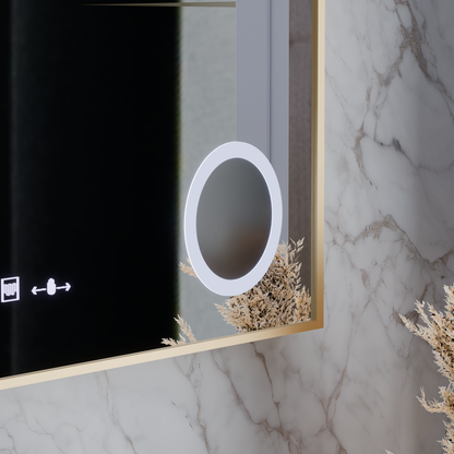Specchio LED Sensore MotionGlow Rosalia 80x60 cm Luce Calda/Fredda/Neutra Dimmerabile Sistema di Disappannamento Termometro Orologio Collezione Marcello Funghi Marcello Specchi Titolo predefinito Alessandro Design