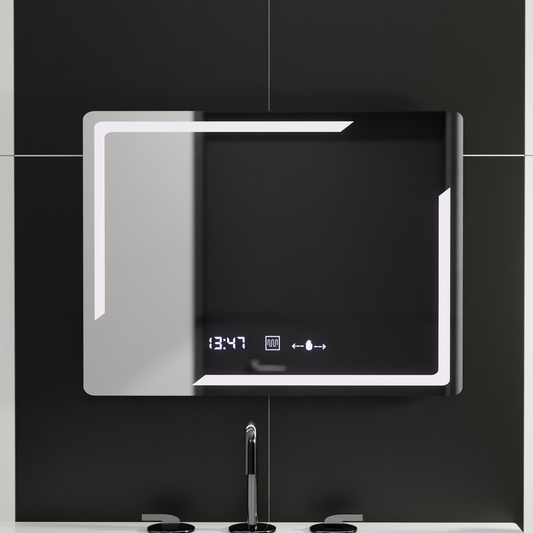 Specchio rettangolare a LED, 80x60 cm, Rayonnement MotionGlow Marcello, Sistema Demister, Orologio e Termometro, Specchi Dimmerabili Marcello Titolo predefinito Alessandro Design
