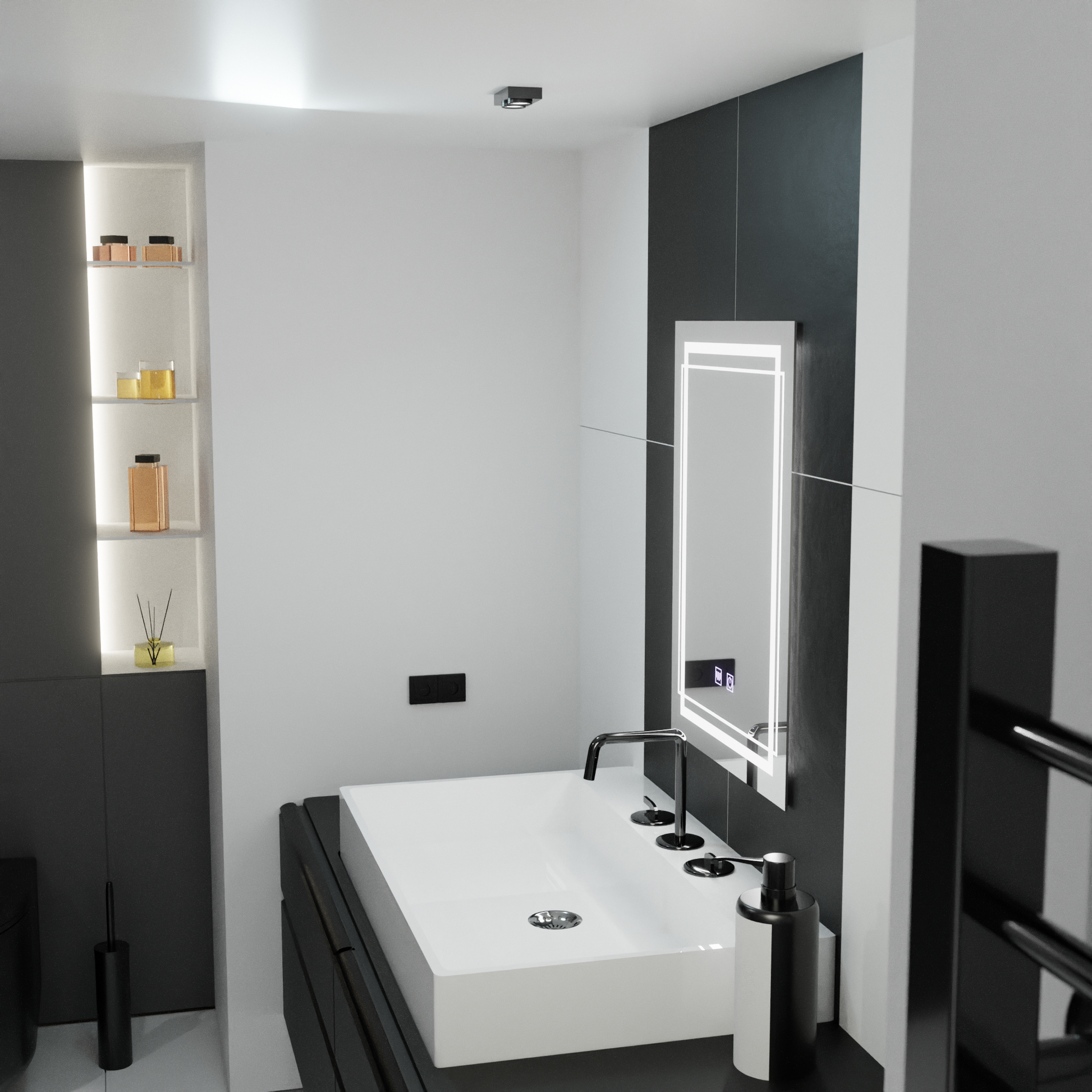 Specchio LED rettangolare, 60x80cm, KOVEN Touch, Sistema Demister, Specchi Dimmerabili Korman E Titolo predefinito Alessandro Design