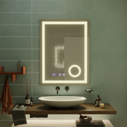 Specchio Touch LED NIVERA Sistema Antiappannante, Orologio e Temperatura 60x80 cm Specchi Cosmetici Ingranditori Korman S Titolo predefinito Alessandro Design