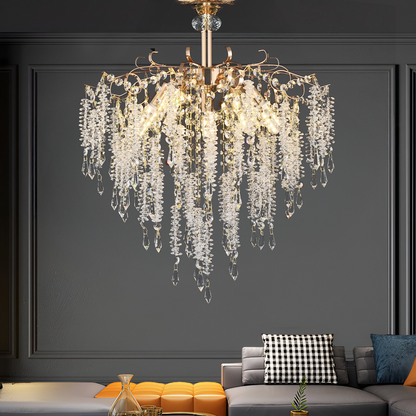 Lampadario in Cristallo STROZZI Eleganza 5xE14, Diametro 50cm, Lampadari in Cristallo Oro Titolo predefinito Alessandro Design