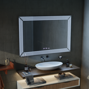 Specchio LED rettangolare, 120x80cm, sensore Venezia Marcello MotionGlow, sistema antiappannamento, orologio e termometro, specchi Dimabila Marcello Titolo predefinito Alessandro Design
