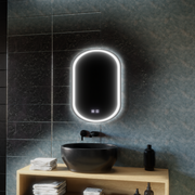 Specchio ovale a LED, 45x65 cm, Velara Touch, sistema Demister, specchi dimmerabili Korman E Titolo predefinito Alessandro Design