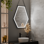 Specchio rettangolare a LED, 55x70 cm, sensore Marcello MotionGlow, sistema antiappannamento, orologio e termometro, specchi Marcello regolabili Titolo predefinito Alessandro Design