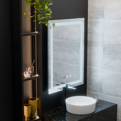 Specchio rettangolare a LED, 75x90 cm, Verite MotionGlow Marcello, Sistema Demister, Orologio e Termometro, Specchi Dimmerabili Marcello Titolo predefinito Alessandro Design