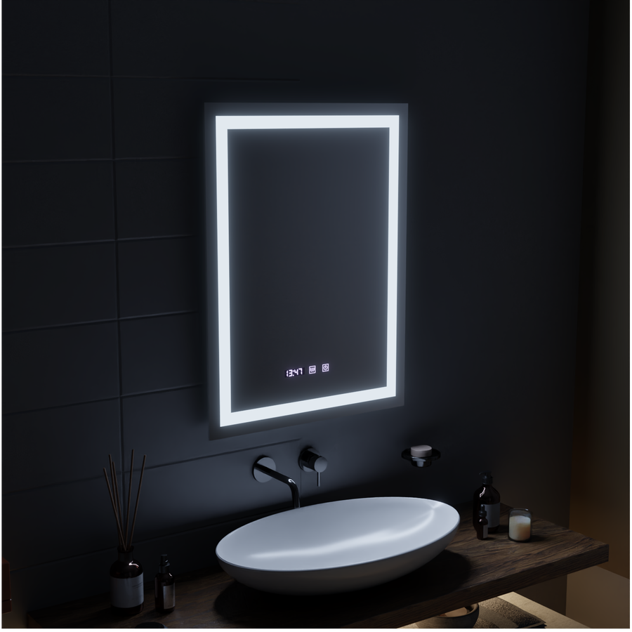 Oglinda LED Touch MODENA Sistem Dezaburire, Ceas si Temperatura 60x80 cm Oglinzi Korman S Default Title Alessandro Design