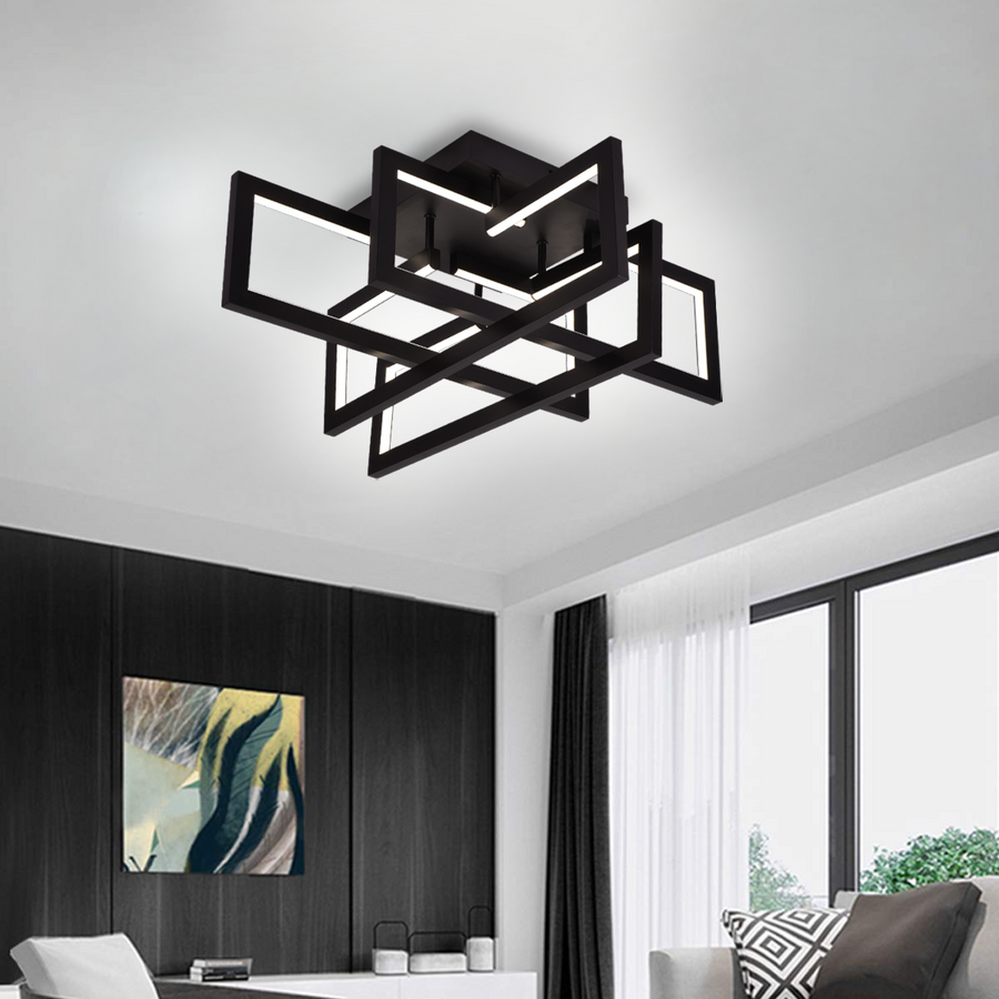 Lampadario LED con telecomando 96W, 4 Elementi, Luce Fredda/Calda/Neutra, Dimmerabile, Nero Lampadari LED con Telecomando Titolo predefinito Alessandro Design