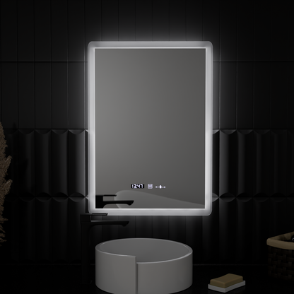 Specchio rettangolare a LED, 50x70 cm, sensore ELANCEE MotionGlow Marcello, sistema antiappannamento, orologio e termometro, specchi dimmerabili Titolo predefinito Marcello Alessandro Design