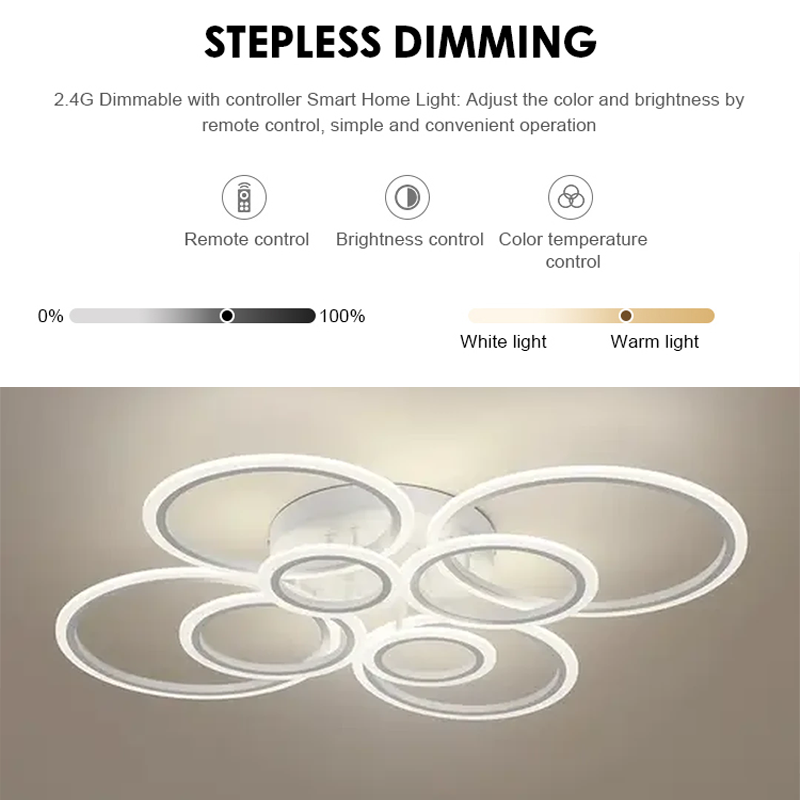 Lampadario a LED con telecomando BETTY 127W, 8 Cerchi, Luce Fredda/Calda/Neutra, Dimmerabile, Lampadario a LED Bianco con telecomando Titolo predefinito Alessandro Design