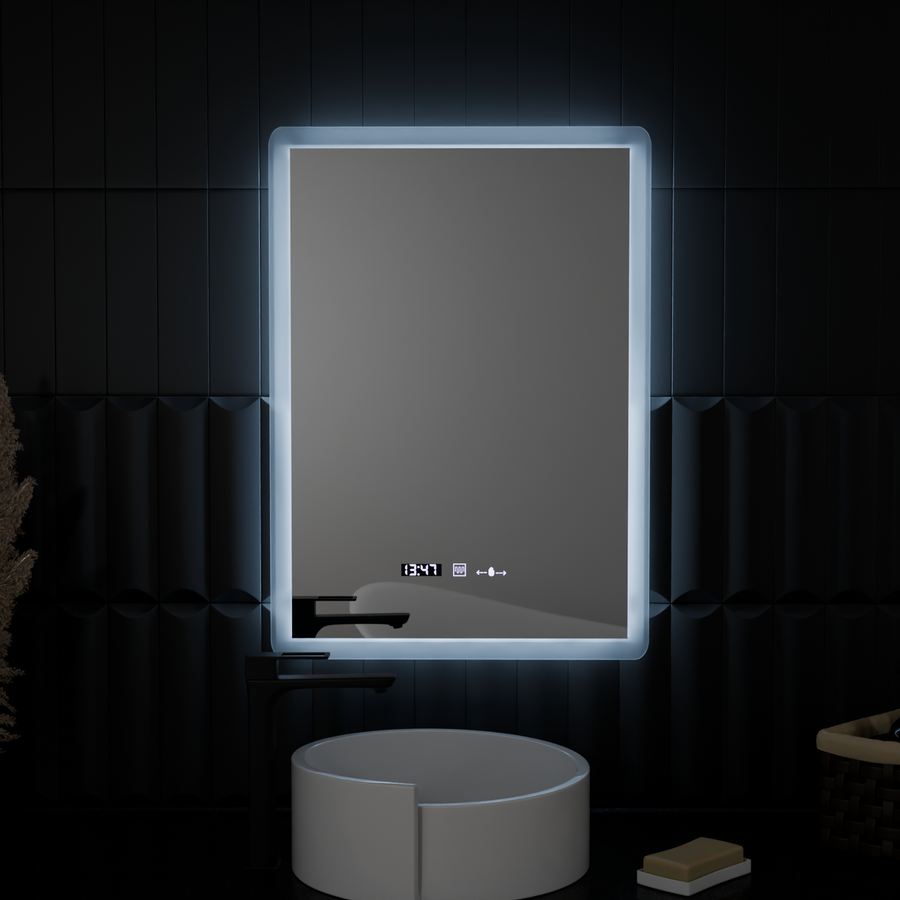 Specchio rettangolare a LED, 50x70 cm, sensore ELANCEE MotionGlow Marcello, sistema antiappannamento, orologio e termometro, specchi dimmerabili Titolo predefinito Marcello Alessandro Design