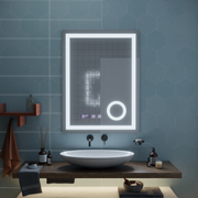 Specchio Touch LED NIVERA Sistema Antiappannante, Orologio e Temperatura 60x80 cm Specchi Cosmetici Ingranditori Korman S Titolo predefinito Alessandro Design