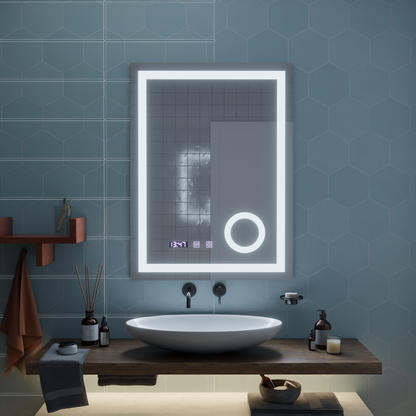 Specchio Touch LED NIVERA Sistema Antiappannante, Orologio e Temperatura 60x80 cm Specchi Cosmetici Ingranditori Korman S Titolo predefinito Alessandro Design