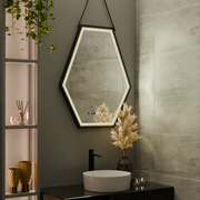 Specchio rettangolare a LED, 55x70 cm, sensore Marcello MotionGlow, sistema antiappannamento, orologio e termometro, specchi Marcello regolabili Titolo predefinito Alessandro Design
