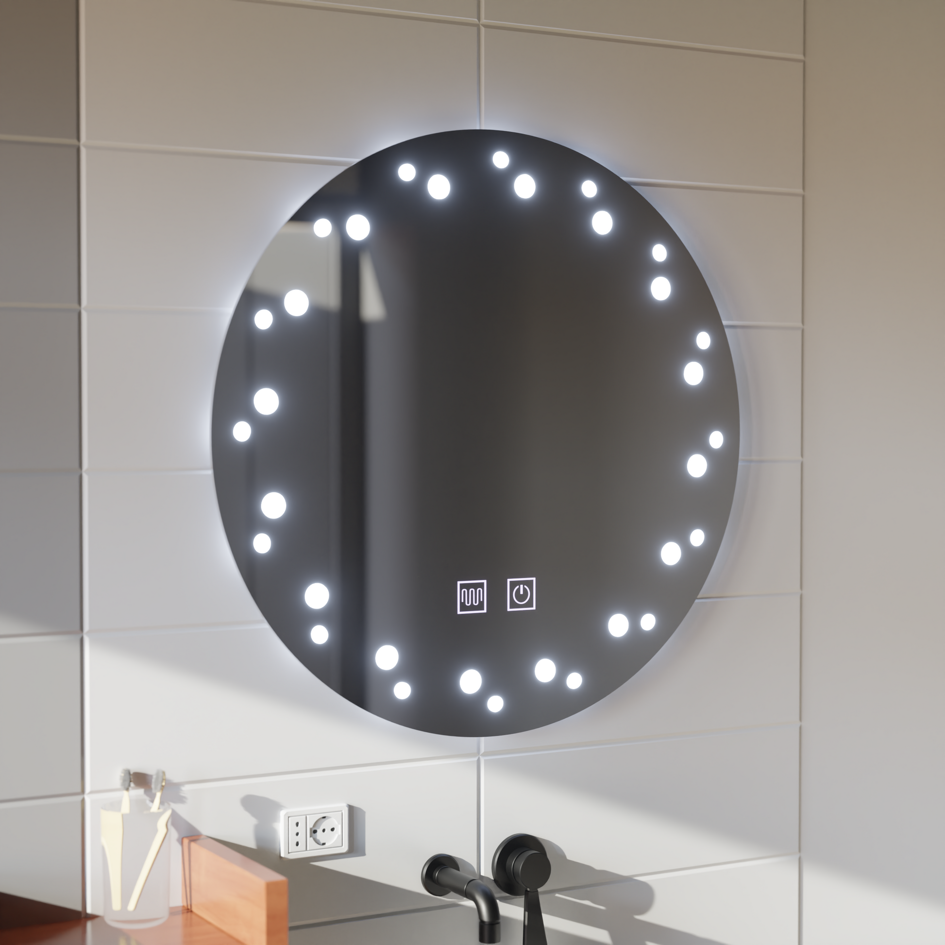 Specchio LED Touch Ivory Demist System 50X50cm Specchi Korman E Titolo predefinito Alessandro Design
