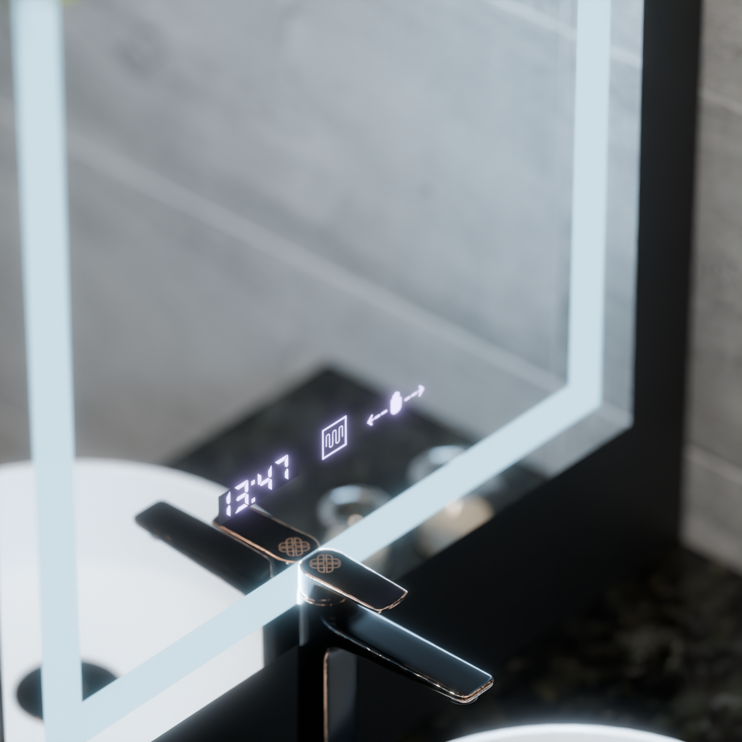 Specchio rettangolare a LED, 75x90 cm, Verite MotionGlow Marcello, Sistema Demister, Orologio e Termometro, Specchi Dimmerabili Marcello Titolo predefinito Alessandro Design