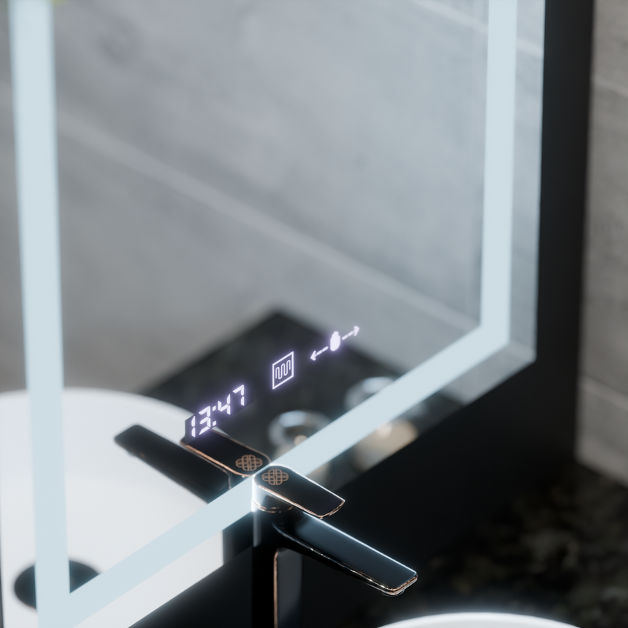 Specchio rettangolare a LED, 75x90 cm, Verite MotionGlow Marcello, Sistema Demister, Orologio e Termometro, Specchi Dimmerabili Marcello Titolo predefinito Alessandro Design