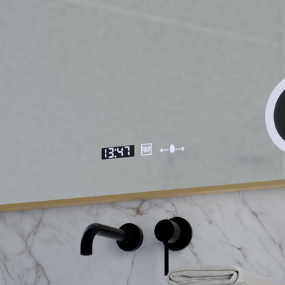 Specchio LED Sensore MotionGlow Rosalia 80x60 cm Luce Calda/Fredda/Neutra Dimmerabile Sistema di Disappannamento Termometro Orologio Collezione Marcello Funghi Marcello Specchi Titolo predefinito Alessandro Design