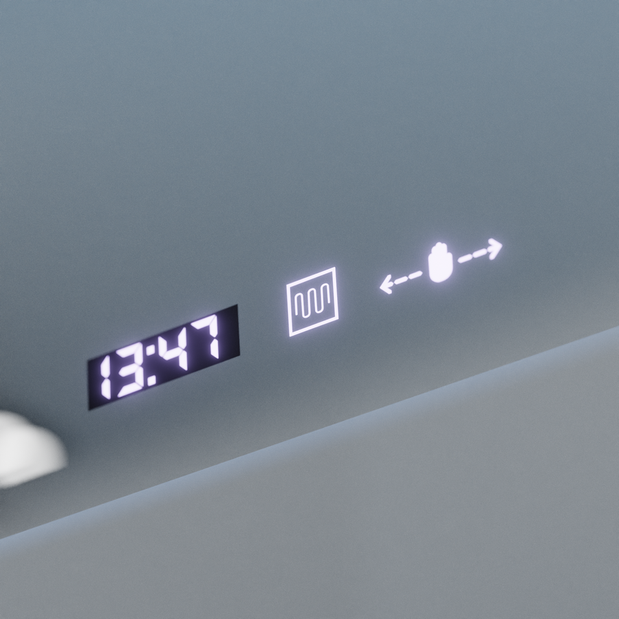 Specchio rettangolare a LED, 100x65 cm, Verite Royale Gold Motion Glow Marcello, sistema di disappannamento, orologio e termometro, specchi dimmerabili Marcello Titolo predefinito Alessandro Design
