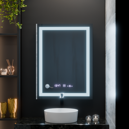 Specchio rettangolare a LED, 75x90 cm, Verite MotionGlow Marcello, Sistema Demister, Orologio e Termometro, Specchi Dimmerabili Marcello Titolo predefinito Alessandro Design