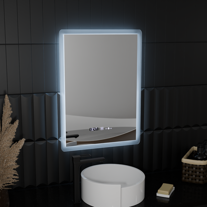 Specchio rettangolare a LED, 50x70 cm, sensore ELANCEE MotionGlow Marcello, sistema antiappannamento, orologio e termometro, specchi dimmerabili Titolo predefinito Marcello Alessandro Design