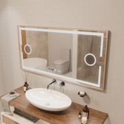 Specchio LED MotionGlow Sofia sensore con funzione antiappannamento Termometro Orologio 110x65 cm Luce Calda/Fredda/Neutra Dimmerabile, Cornice Oro Rosa, Collezione Marcello Funghi Marcello Specchi Titolo predefinito Alessandro Design